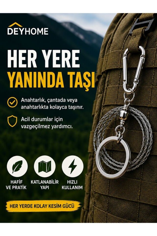Taşınabilir Tel Testere Kamp Survival Outdoor Cep Tipi Çelik El Mini Zincir Testeresi