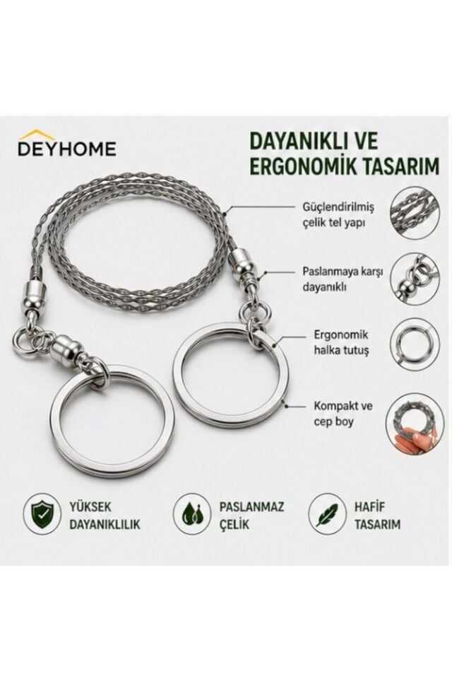 Taşınabilir Tel Testere Kamp Survival Outdoor Cep Tipi Çelik El Mini Zincir Testeresi