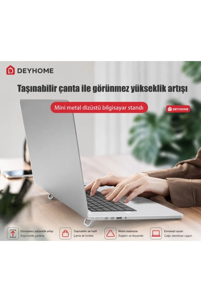 İnce ve Görünmez Laptop Standı 2’li Set – Ayarlanabilir, Nano Yapışkanlı, Isı Dağıtıcı Taşınabilir