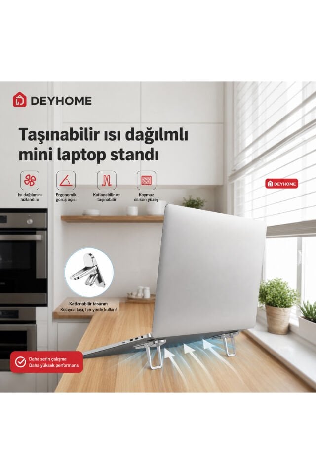 İnce ve Görünmez Laptop Standı 2’li Set – Ayarlanabilir, Nano Yapışkanlı, Isı Dağıtıcı Taşınabilir