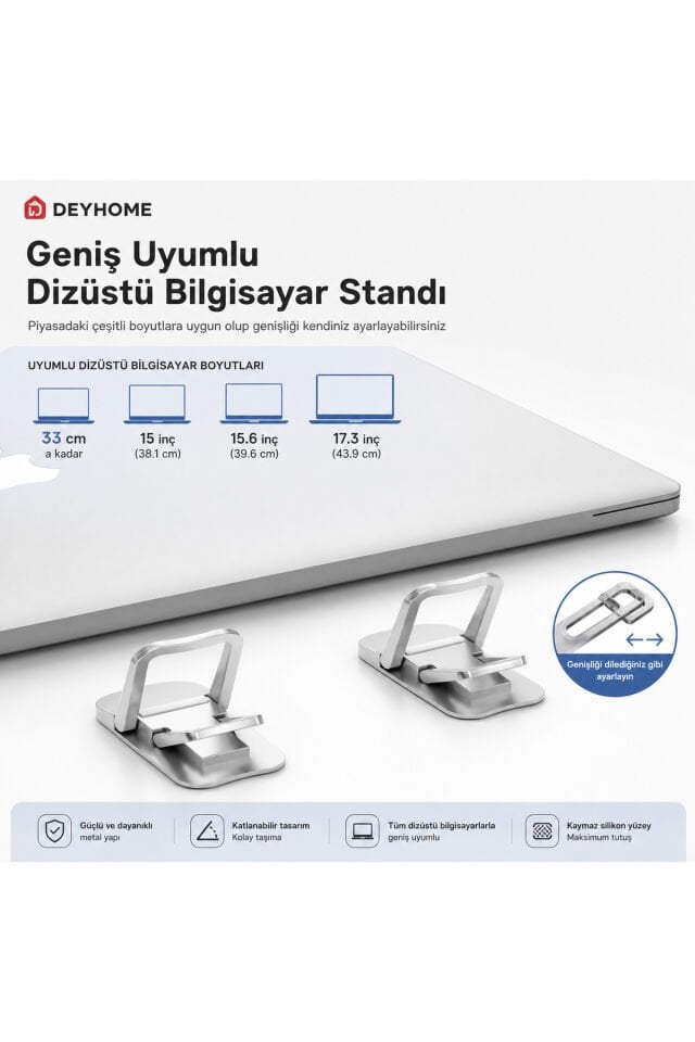 İnce ve Görünmez Laptop Standı 2’li Set – Ayarlanabilir, Nano Yapışkanlı, Isı Dağıtıcı Taşınabilir