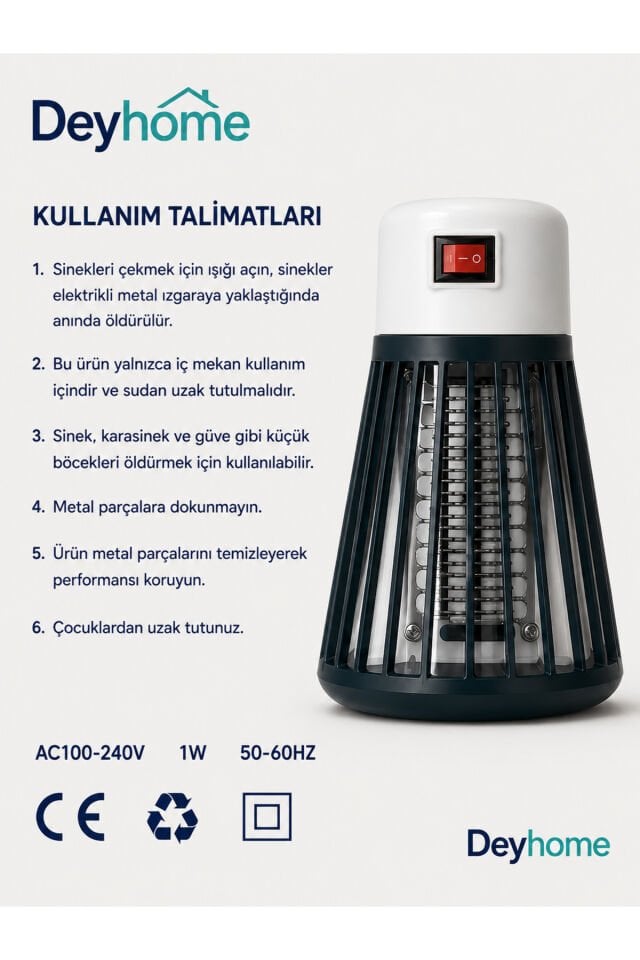 Gece Lambalı Sinek ve Böcek Öldürücü Ltx-01 Elektrikli Sivrisinek Kovucu Iç Mekan Kullanım