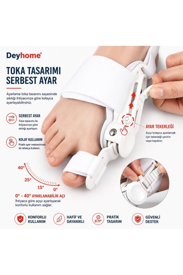 Halluks Valgus Düzeltici Ayak Aparatı | Ayarlanabilir Başparmak Destekleyici Ortopedik Gece Ateli