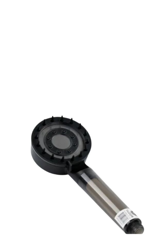 Masajlı Filtreli Siyah Duş Başlığı +Kendiliğinden Yapışkanlı Mafsal (Askı) + 150 cm Örgülü Hortum