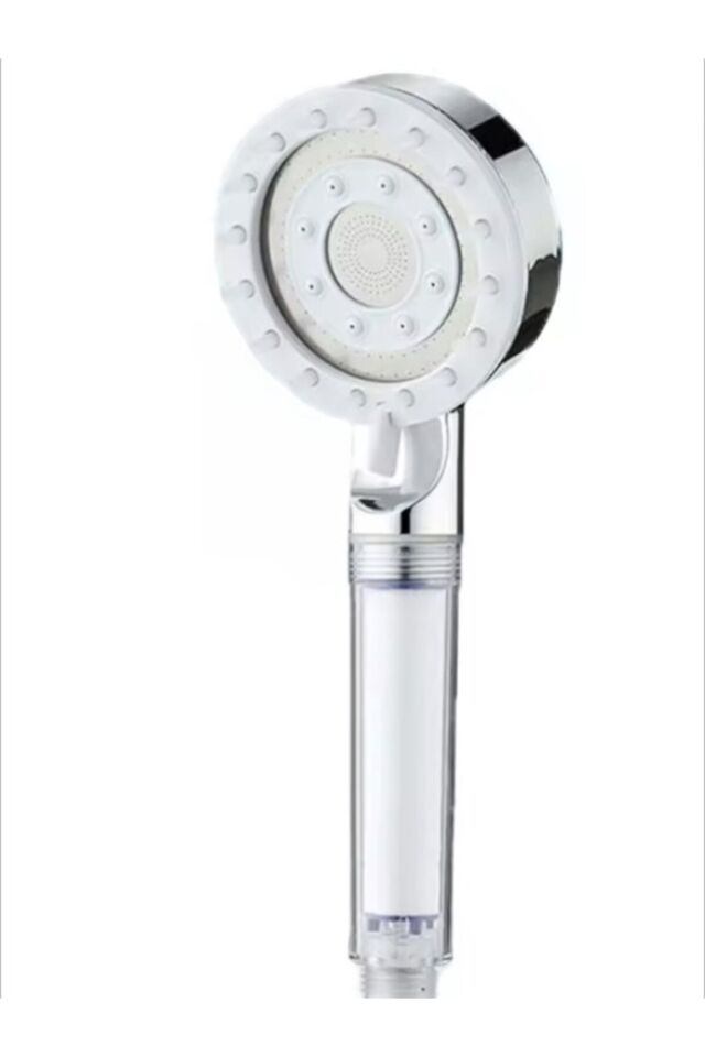 Masajlı Filtreli Gri Duş Başlığı +Kendiliğinden Yapışkanlı Mafsal (Askı) + 150 cm Örgülü Hortum