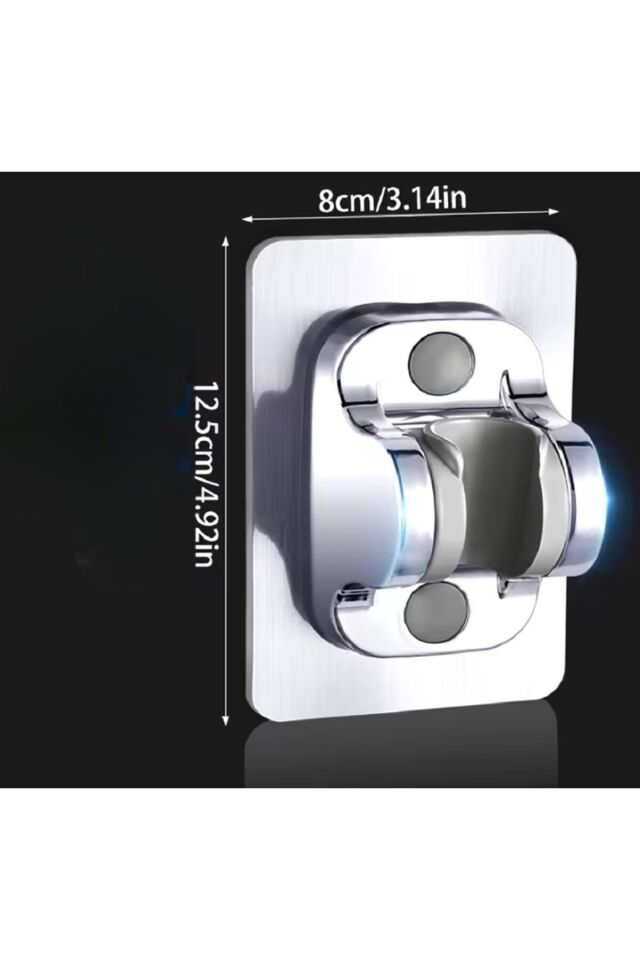 Turbo fanlı 360 derece Gri Duş Başlığı +Kendiliğinden Yapışkanlı Mafsal (Askı) +150 cm Örgülü Hortum