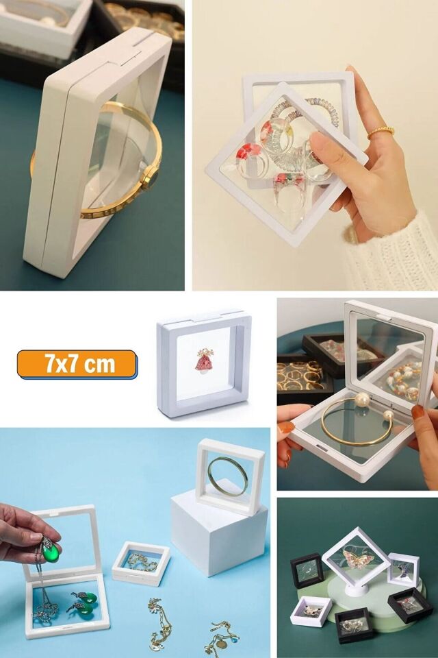 Masa İçin Katlanabilir Çanta Askısı + 7x7 cm Standlı 3D Takı Ziynet Saklama Kutusu Hediyeli