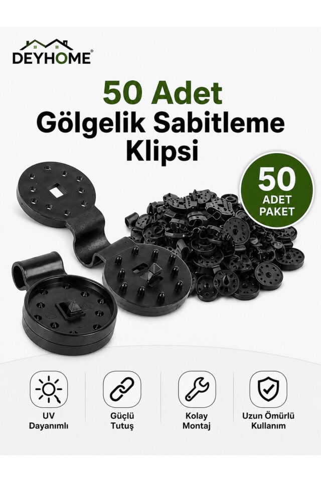 50 Adet Gölgelik Sabitleme Klipsi UV Dayanımlı Gölge Filesi Klipsi Sera Bahçe Tente Ağ Sabitleme Kelepçesi