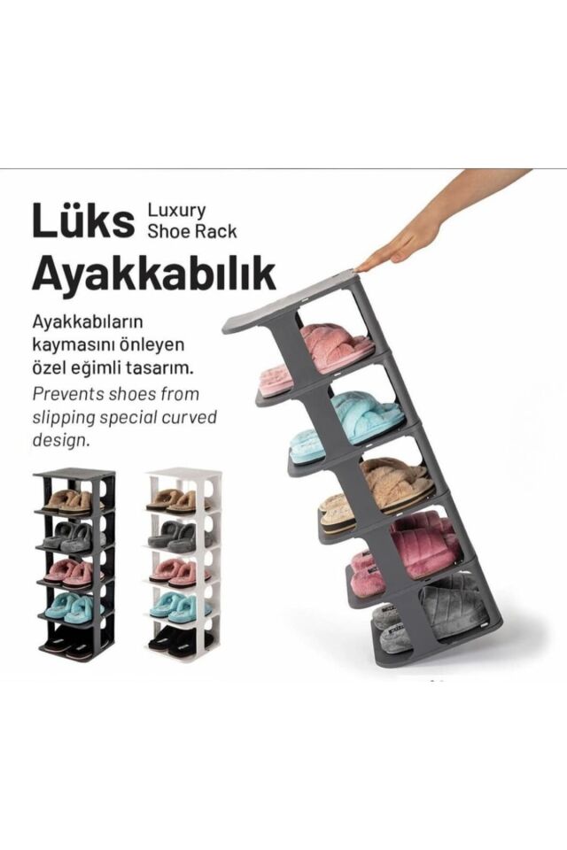 OMAS Lüks 5 Katlı Ayakkabılık Düzenleyici Organizer – Portatif ve Şık Tasarım Beyaz