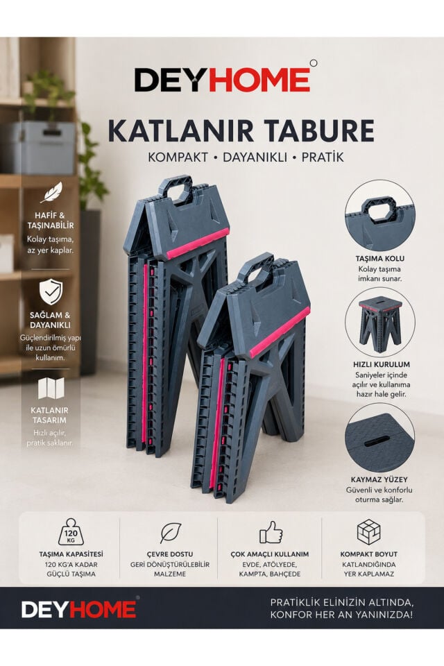  Katlanabilir Büyük Tabure