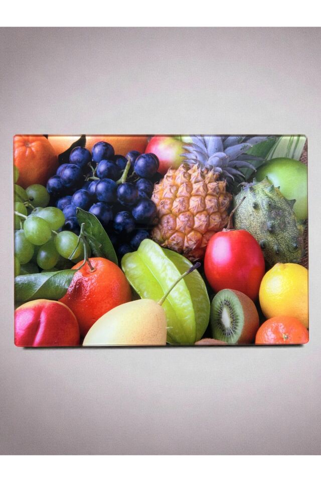 Temperli Cam Sebze & Meyve Doğrama Kesme Tahtası + Yedek Silikon Ayak– 25×35 cm 7 Farklı Yeni Desen