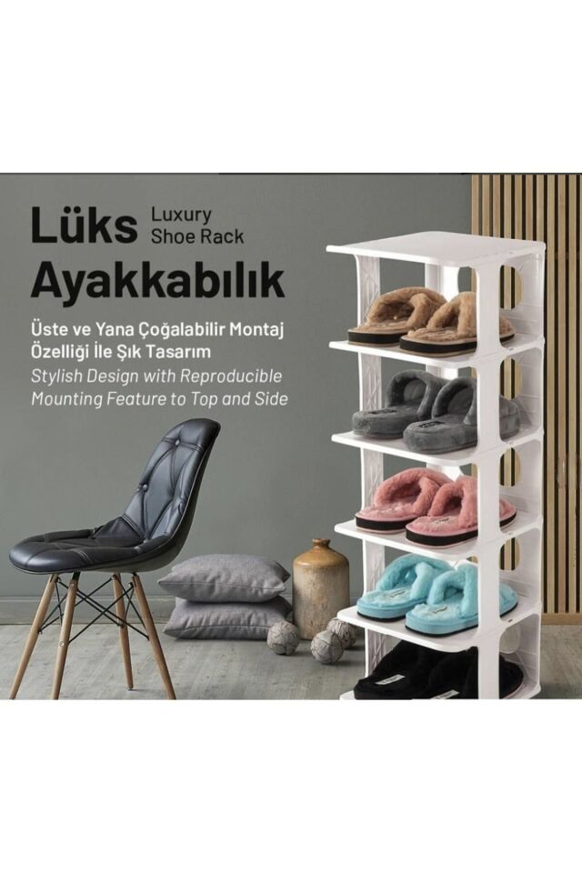 OMAS Lüks 5 Katlı Ayakkabılık Düzenleyici Organizer – Portatif ve Şık Tasarım Siyah