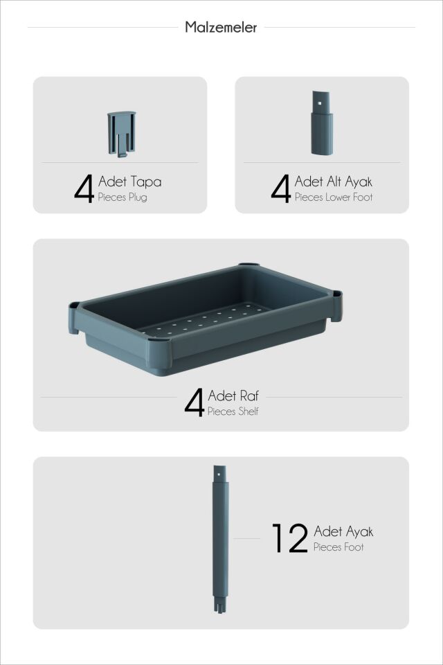 MAGGIE 4 Katlı Banyo & Mutfak Raf Düzenleyici Ünite – Şampuanlık, Havluluk, Dolap ve Organizer