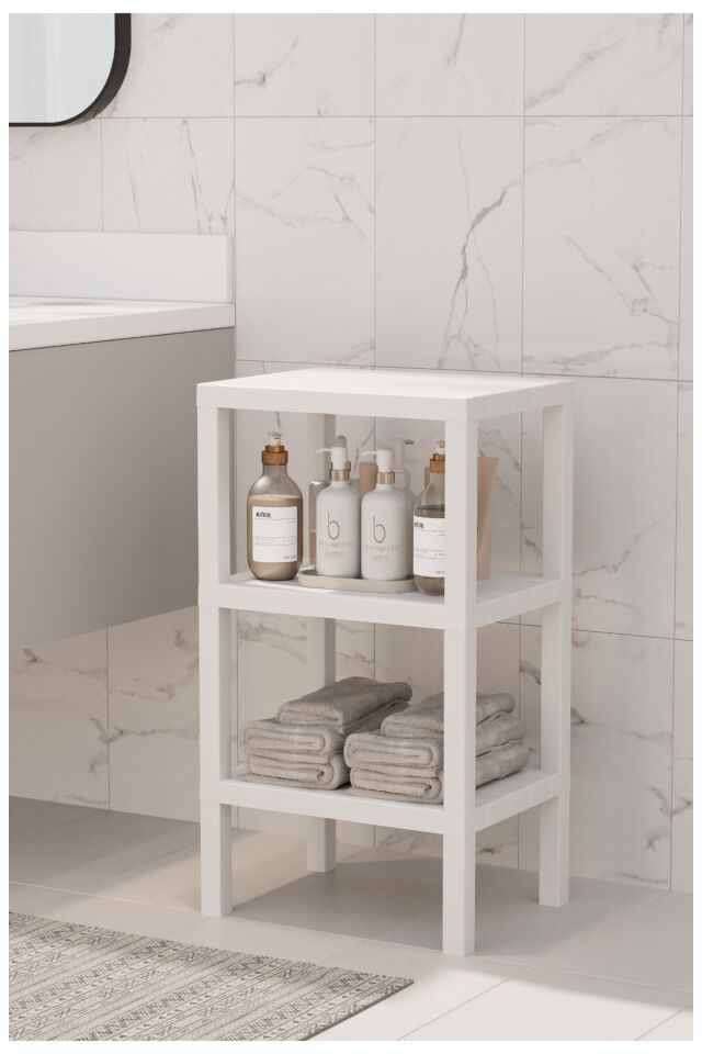 OMBEG 3 Katlı Modüler Raf – Çok Amaçlı Banyo Mutfak Balkon Salon Bahçe Organizeri Düzenleyici