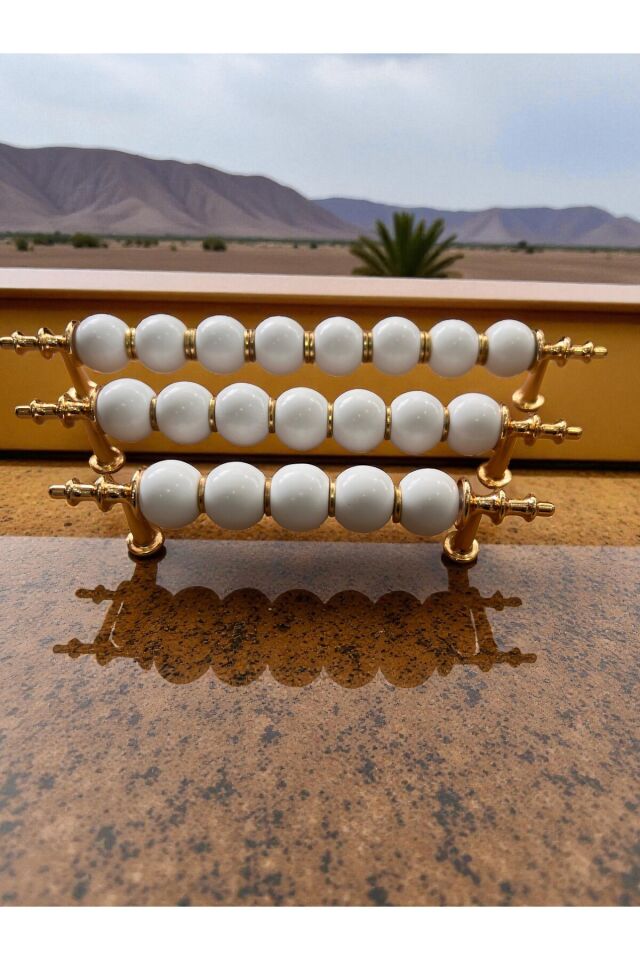 Boncuk Kulp Gold ve Siyah 96mm,128mm ve 160mm Dolap Çekmece Mobilya Kulbu
