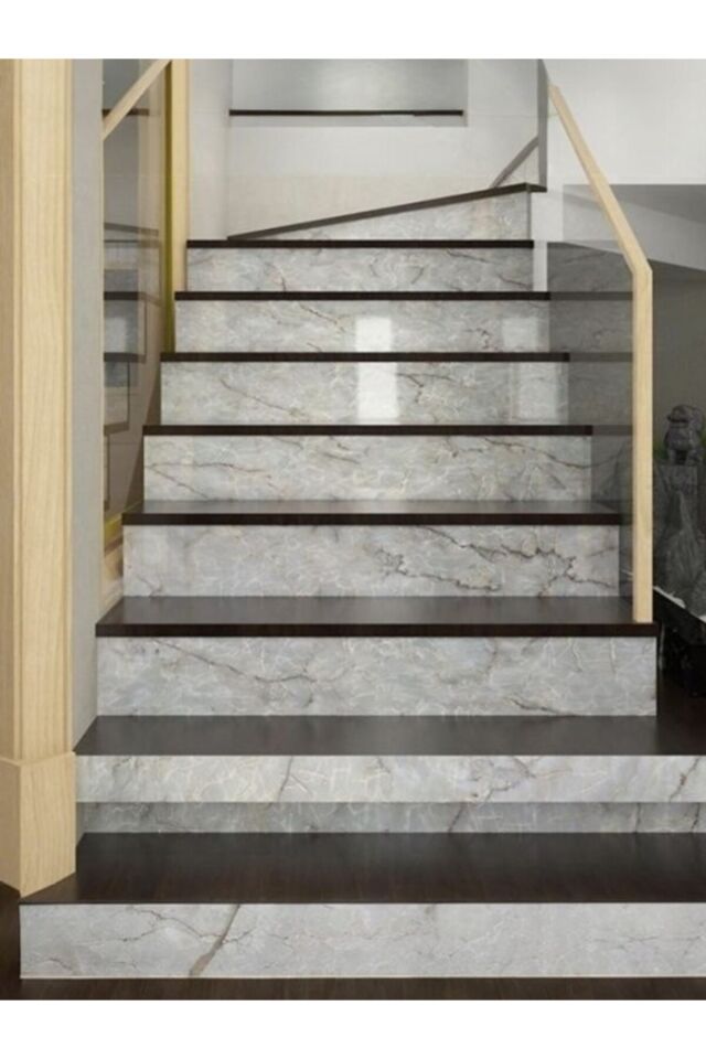 5mt x 60 cm Gri-Mavi-Siyah Mermer Desenli Masa Tezgah Mutfak Su Geçirmez Yapışkanlı Folyo Sticker