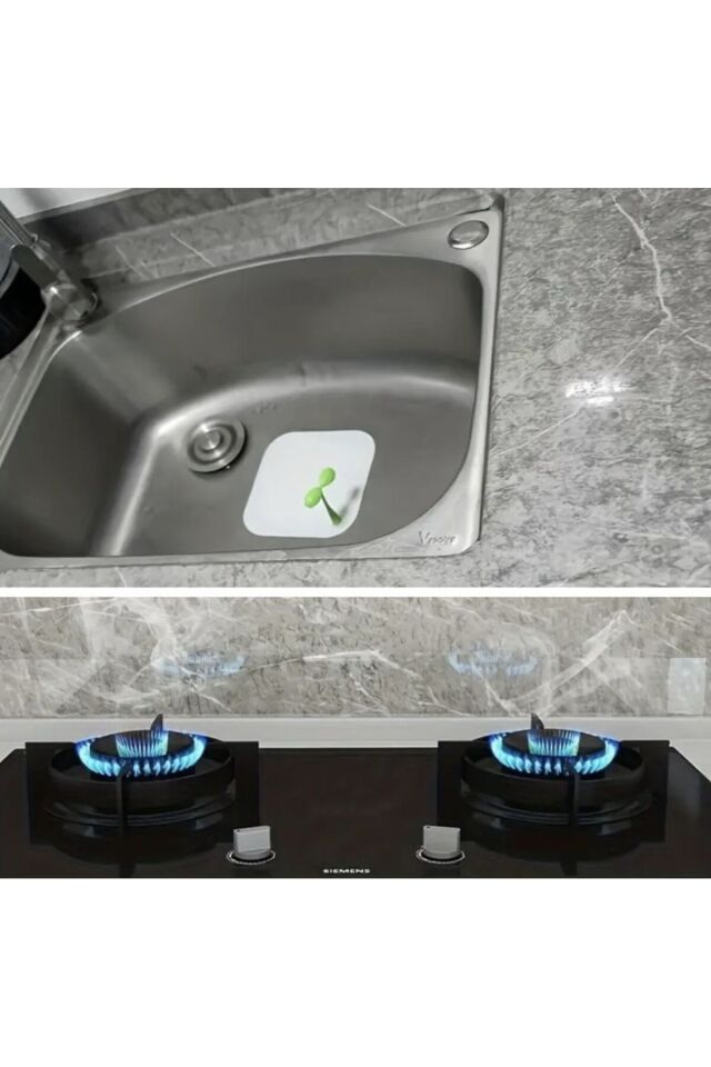 5mt x 60 cm Gri-Mavi-Siyah Mermer Desenli Masa Tezgah Mutfak Su Geçirmez Yapışkanlı Folyo Sticker