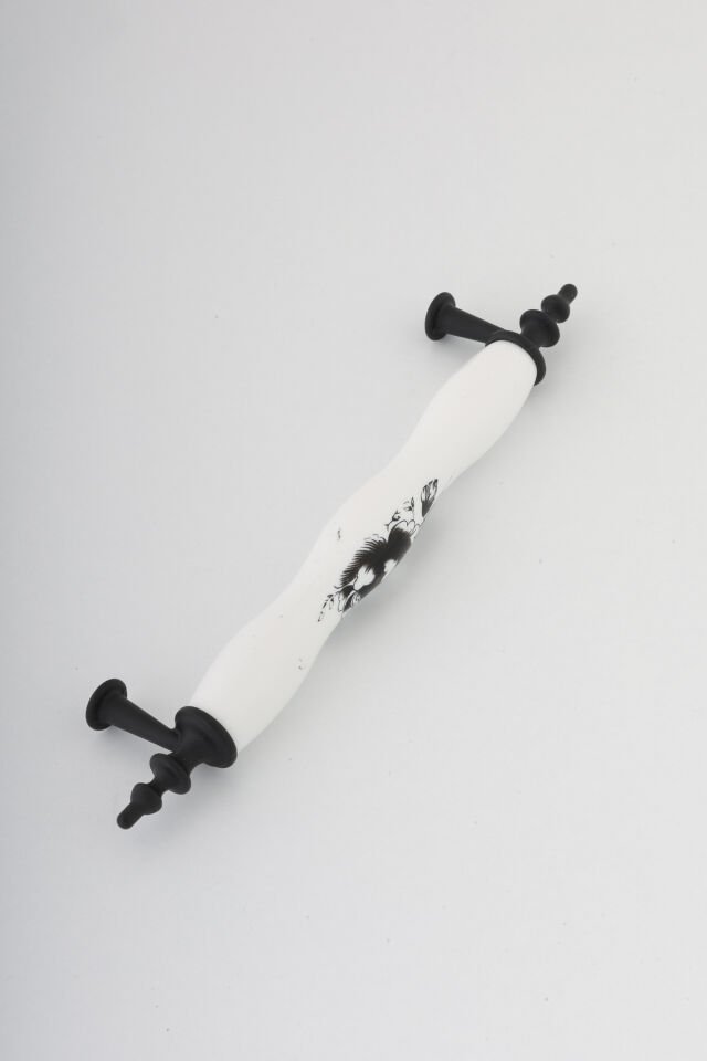 Polimer Alaşım Siyah Gül Desenli Kulp Mobilya Mutfak Çekmece Kapak Kulbu