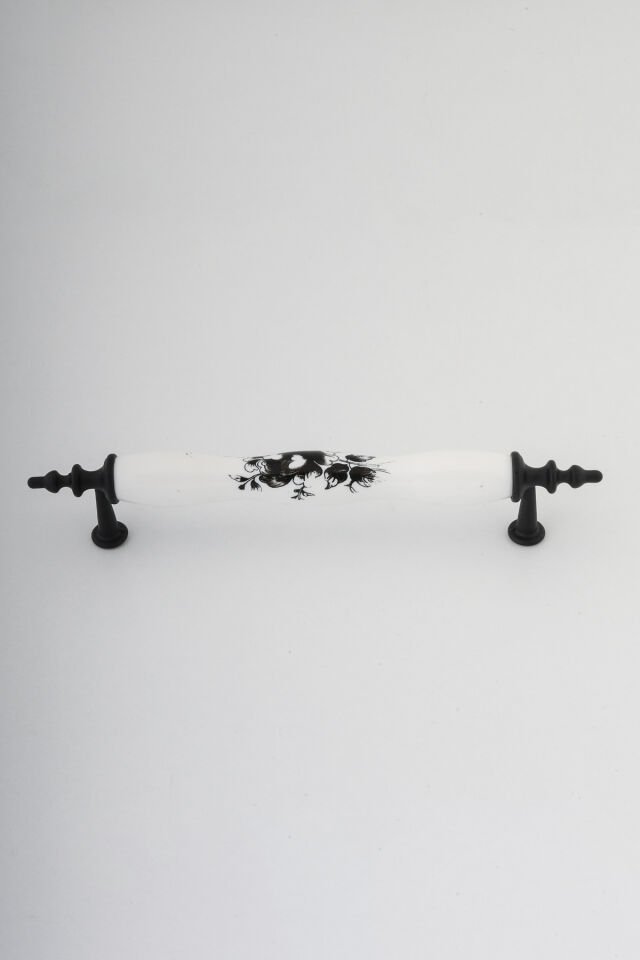 Polimer Alaşım Siyah Gül Desenli Kulp Mobilya Mutfak Çekmece Kapak Kulbu