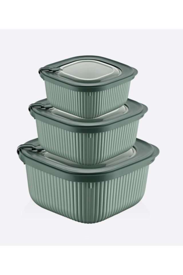 3'lü Micro Line Kare Saklama Seti (600ML-1100ML-1800ML)