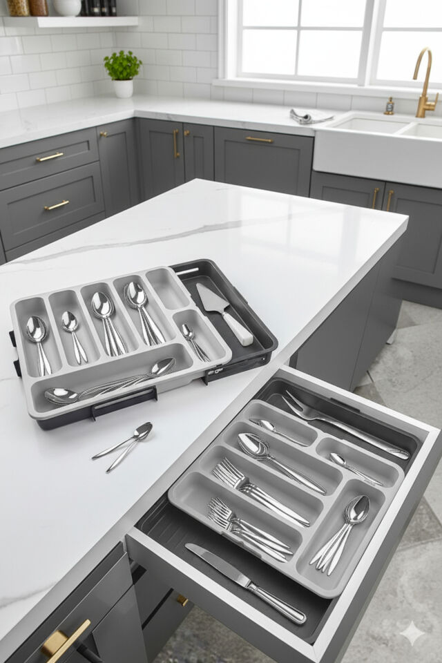 Çekmece İçi Kaşıklık Organizer – Çift Taraflı Uzayabilen Pratik Düzenleyici | Dayanıklı Malzeme