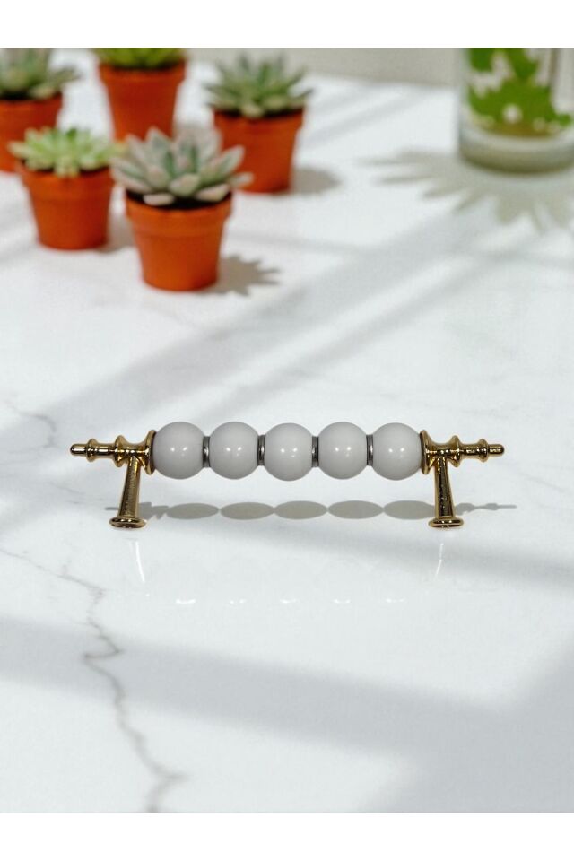 Boncuk Kulp Altın Sarısı 96mm,128mm ve 160mm Dolap Çekmece Mobilya Kulbu