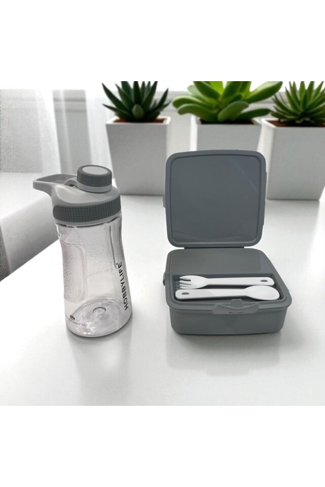 Okul Beslenme Seti: Su Matarası (530ML) ve Desenli Beslenme Kutusu (5PP Gıda İçin Güvenilir Plastik)