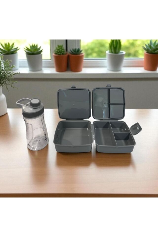 Okul Beslenme Seti: Su Matarası (530ML) ve Desenli Beslenme Kutusu (5PP Gıda İçin Güvenilir Plastik)