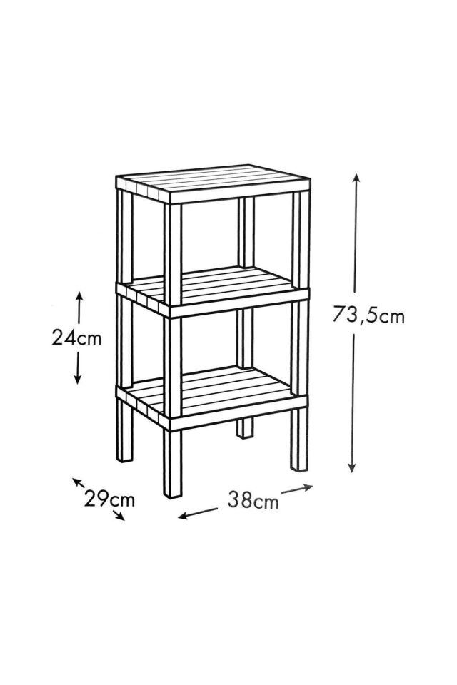 OMBEG 3 Katlı Düzenleyici Plastik Raf Ünitesi Kitaplık, Banyo Mutfak Rafı, Ayakkabılık Beyaz