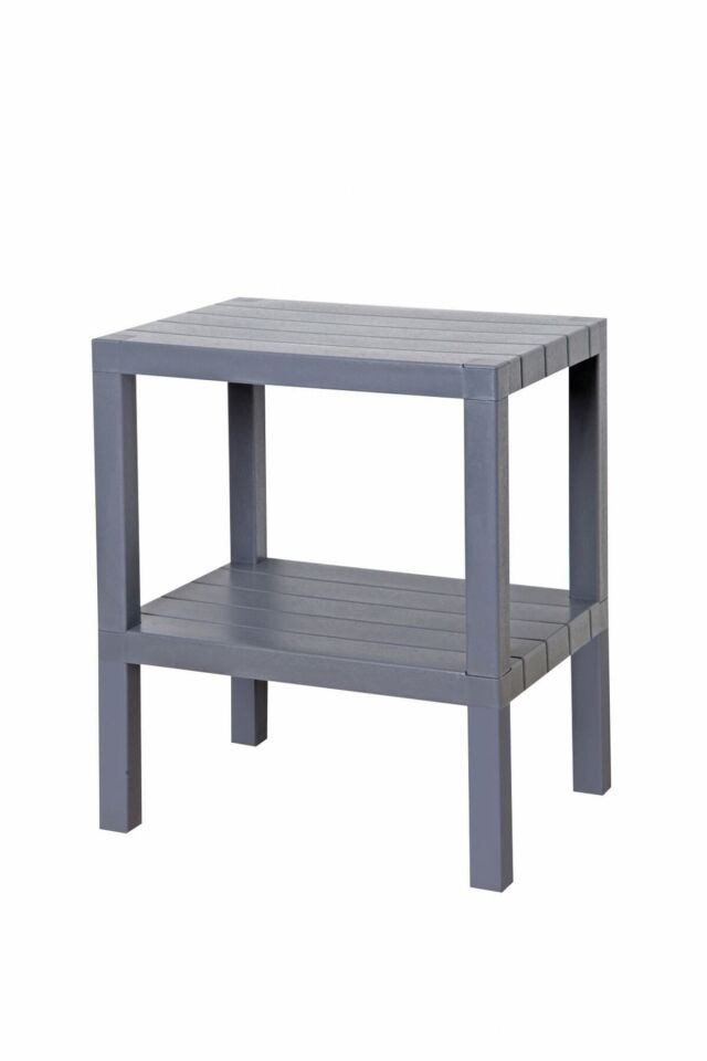 Ombeg 2 Katlı Plastik Bahçe Sehpası, Gazetelikli Masa, Havuz, Plaj, Balkon, Banyo, Mutfak Sehpası