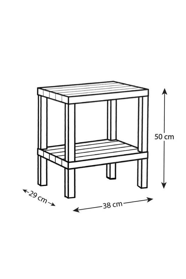 Ombeg 2 Katlı Plastik Bahçe Sehpası, Gazetelikli Masa, Havuz, Plaj, Balkon, Banyo, Mutfak Sehpası