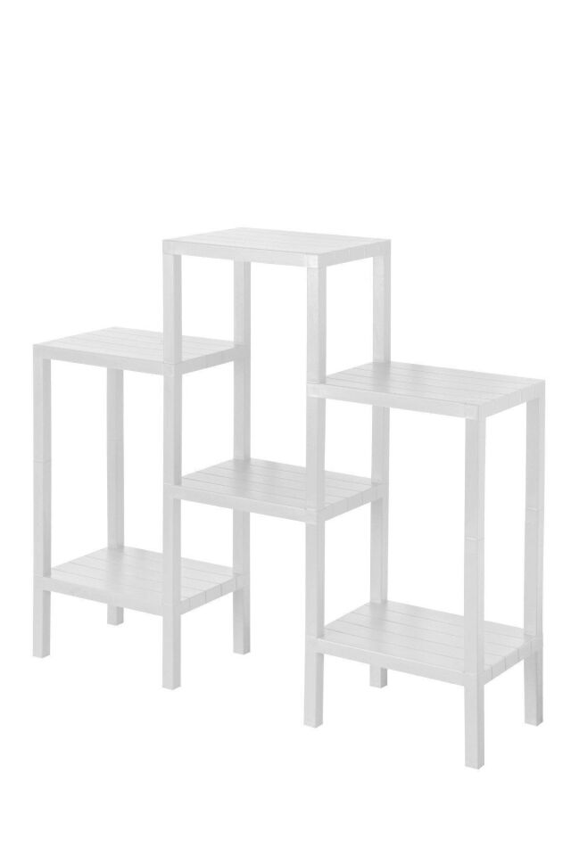 Ombeg 6 Katlı Modüler Raf Banyo Düzenleyici Mutfak Balkon Salon Bahçe Organizeri Beyaz Pratik Montaj