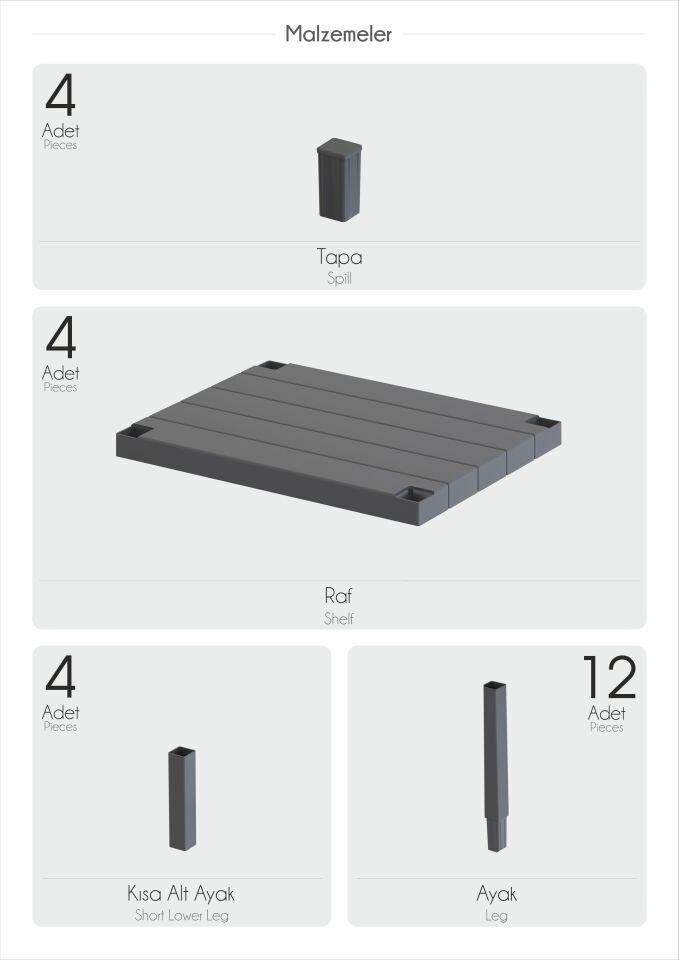 Ombeg Dekoratif 4 Katlı ( Düz ) Çok Amaçlı Banyo Düzenleyici Saksılık Kitaplık Siyah