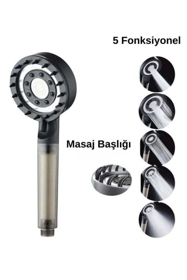 5’li Set Yapışkanlı Duvar Organizer + Duş Başlığı + Örgülü Hortum + Yapışkanlı Askı + Yedek Filtre