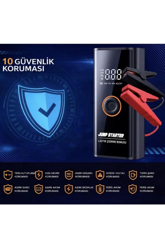 Jump Starter & Tire Inflator Araç Akü Takviye ve Lastik Şişirme Cihazı MC6623