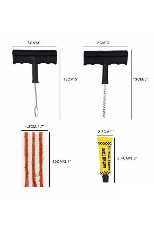 6 Parça Lastik Tamir Kiti Araba Motosiklet ve Bisiklet İçin Pratik Onarım Seti (Araç Bakım Kiti)