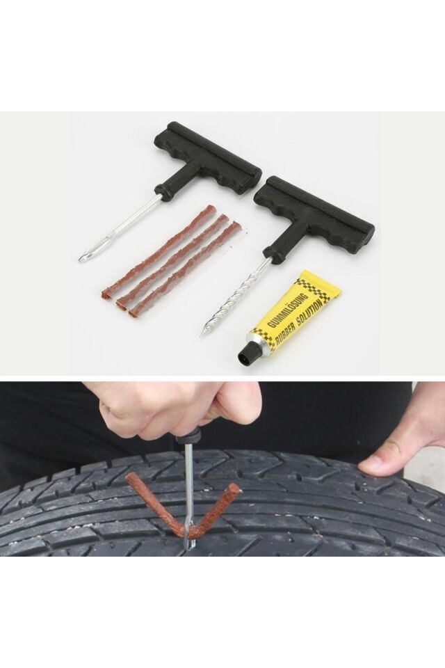 6 Parça Lastik Tamir Kiti Araba Motosiklet ve Bisiklet İçin Pratik Onarım Seti (Araç Bakım Kiti)