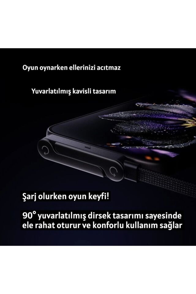 1 Adet 240W Ultra Hızlı Type-C Şarj Data Kablosu Katlanabilir Standlı Ergonomik Tasarım 1.5M Örgülü