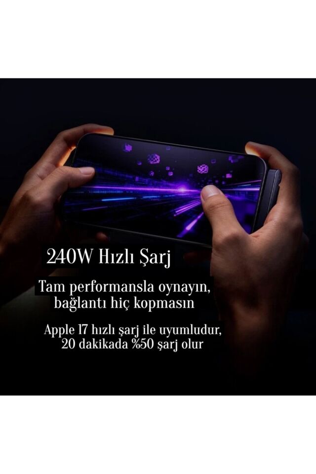 1 Adet 240W Ultra Hızlı Type-C Şarj Data Kablosu Katlanabilir Standlı Ergonomik Tasarım 1.5M Örgülü