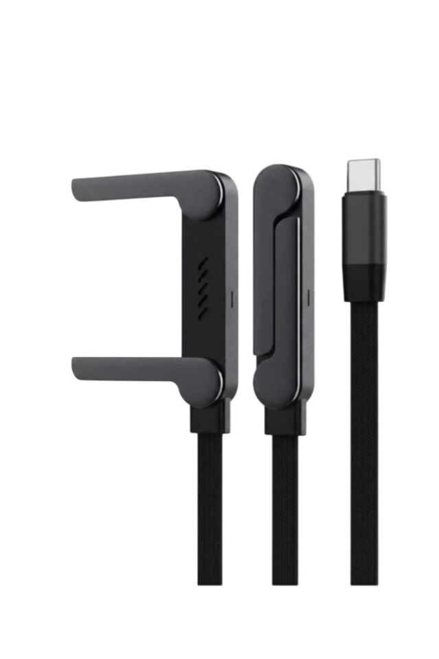 1 Adet 240W Ultra Hızlı Type-C Şarj Data Kablosu Katlanabilir Standlı Ergonomik Tasarım 1.5M Örgülü