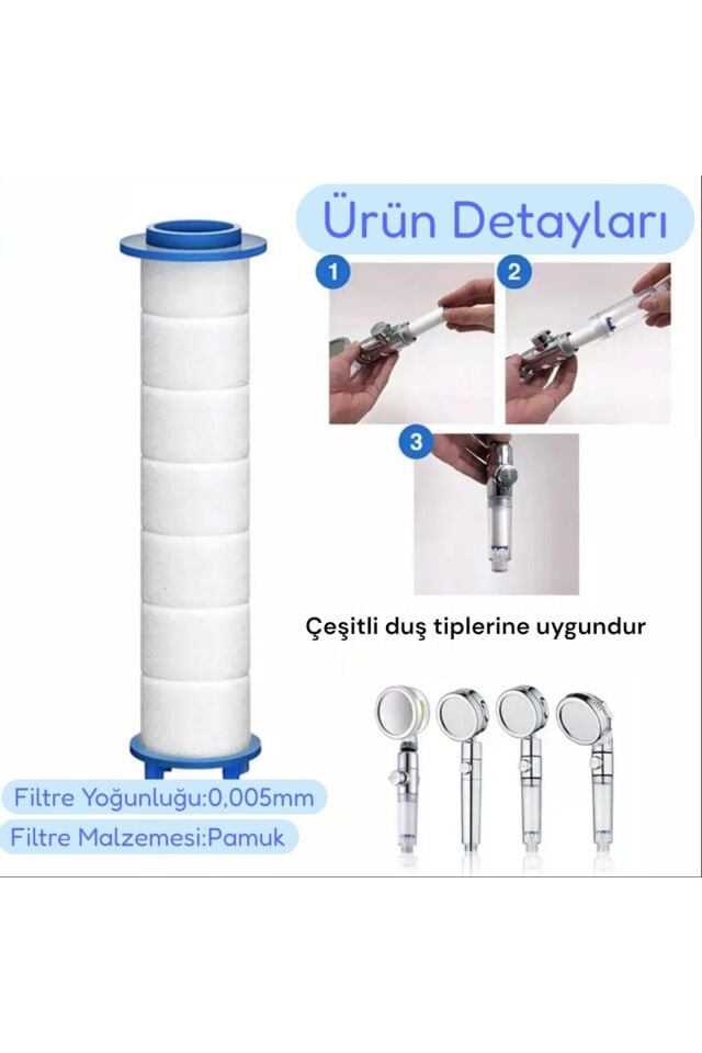Çevirmeli 5 Fonksiyonlu Filtreli Duş Başlığı- 2'li -, 3'lü ve 4'lü Set 3'Lü Krom Set