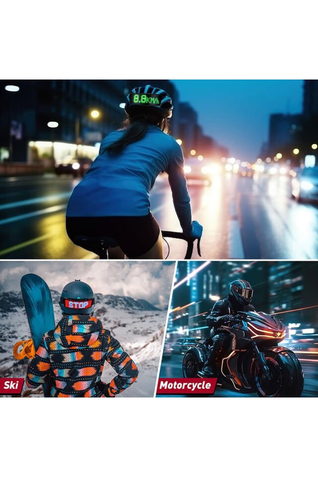 Motosiklet /Bisiklet /Kayak Kask Arkası Bluetooth Uygulamalı LED Panel Ekran Programlanabilir