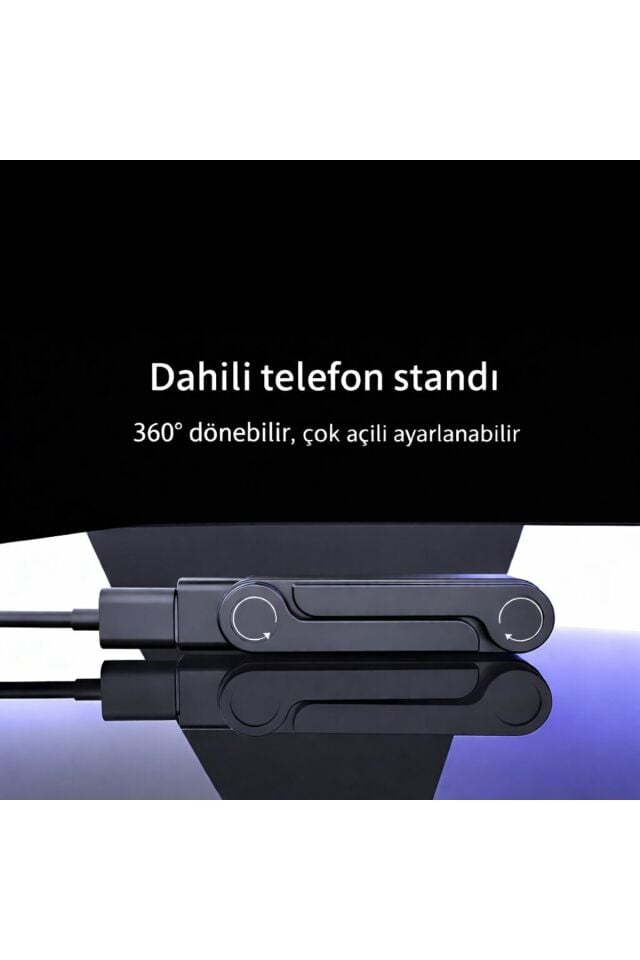 Deyhome 240W 2’si 1 Arada Type-C Hızlı Şarj Kablosu – Type-C & Lightning Uyumlu PD Hızlı Şarj Data Kablosu Siyah Stant